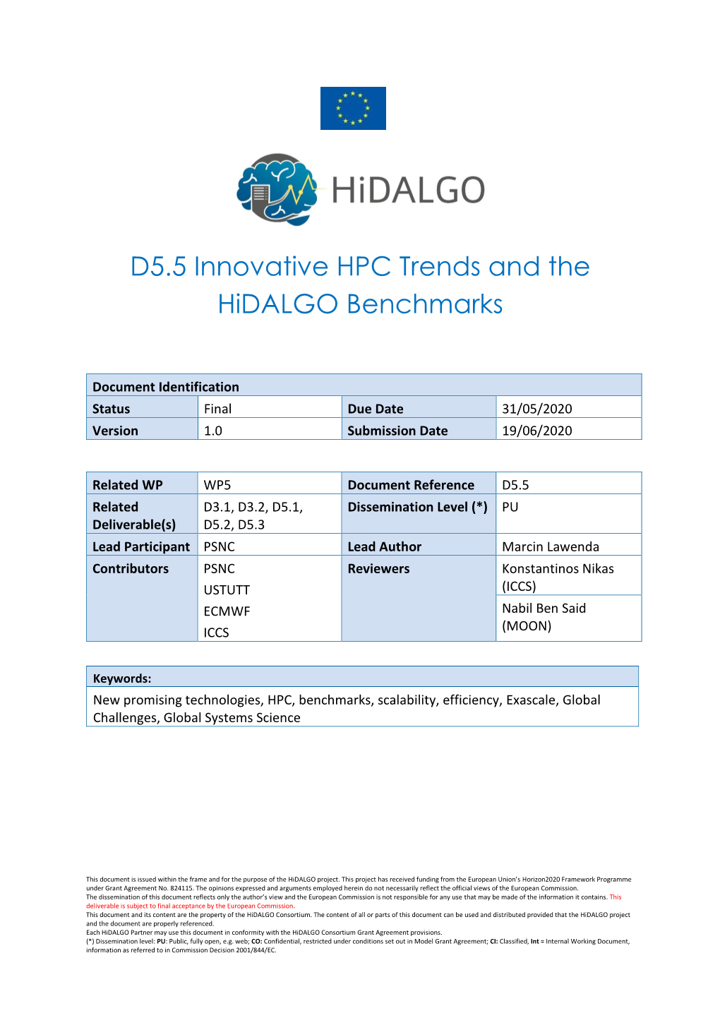 D5.5 Innovative HPC Trends and the Hidalgo Benchmarks
