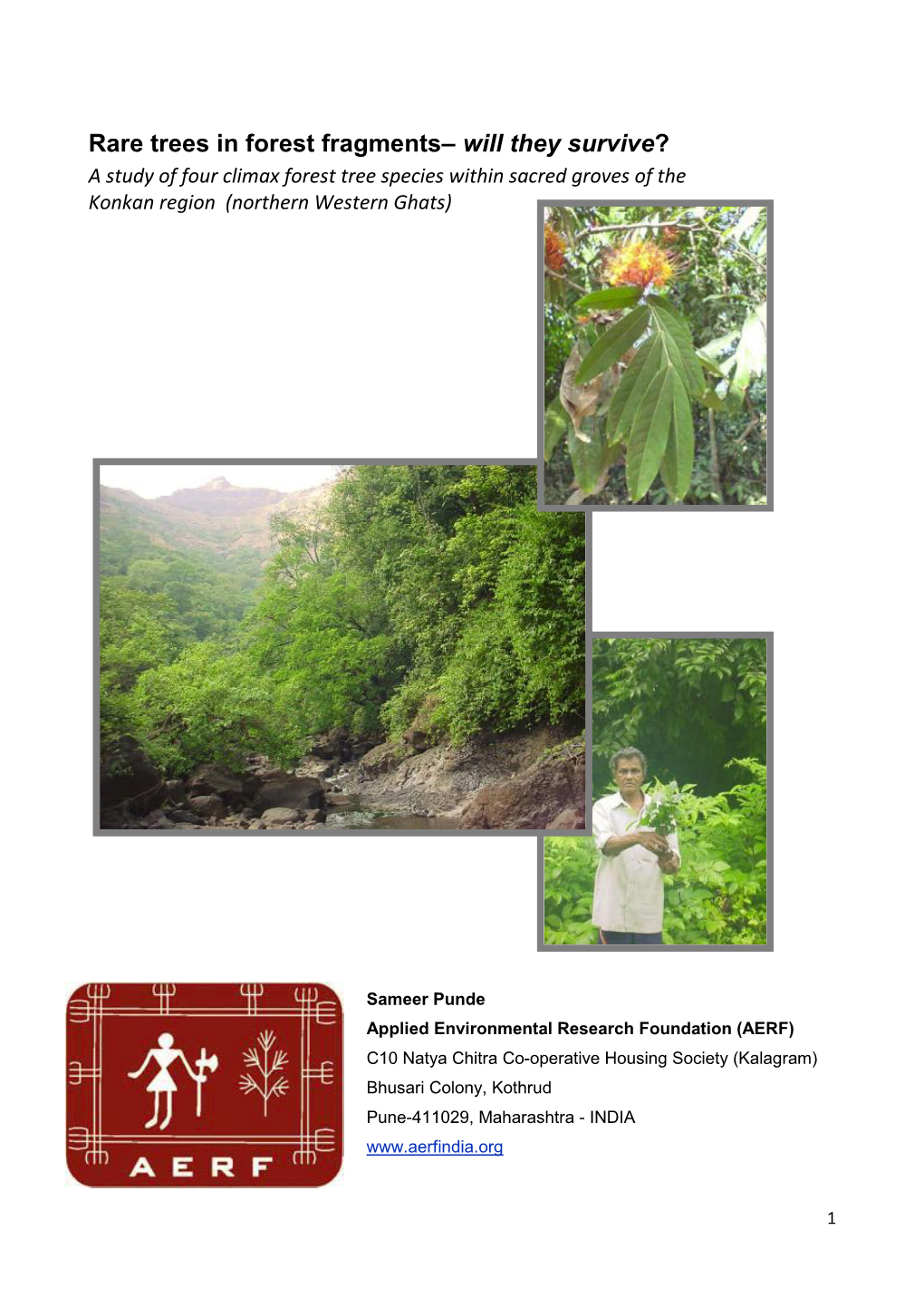 Rare Trees in Forest Fragments– Will They Survive? a Study of Four Climax Forest Tree Species Within Sacred Groves of the Konkan Region (Northern Western Ghats)