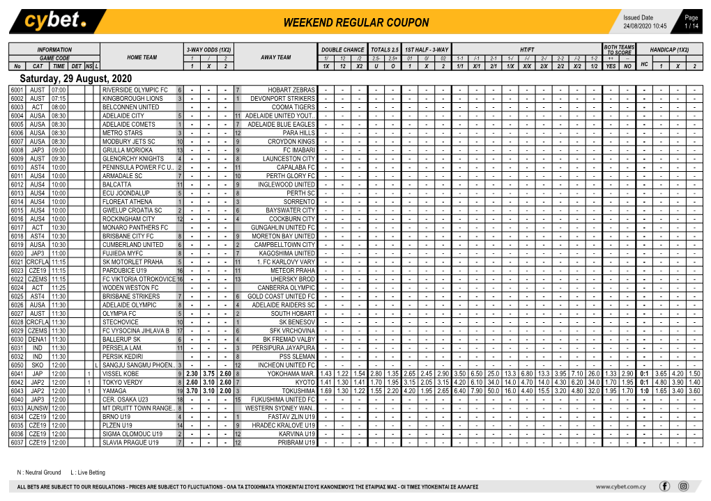 Weekend Regular Coupon 24/08/2020 10:45 1 / 14