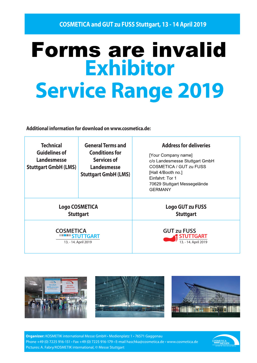 Exhibitor Service Range COSMETICA Stuttgart 2019