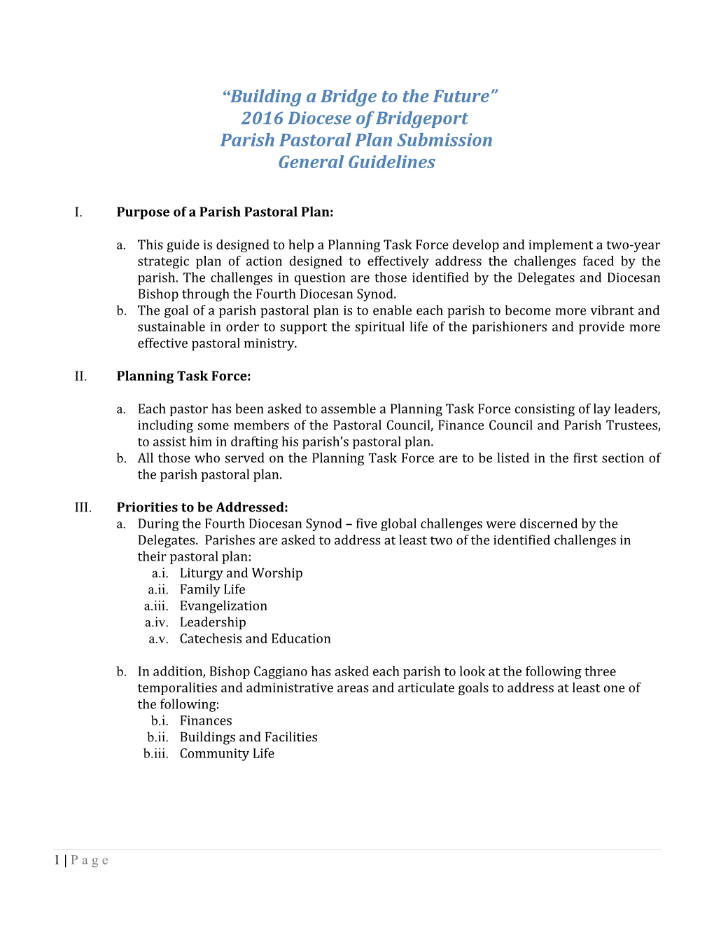 Parish Strategic Action Plan