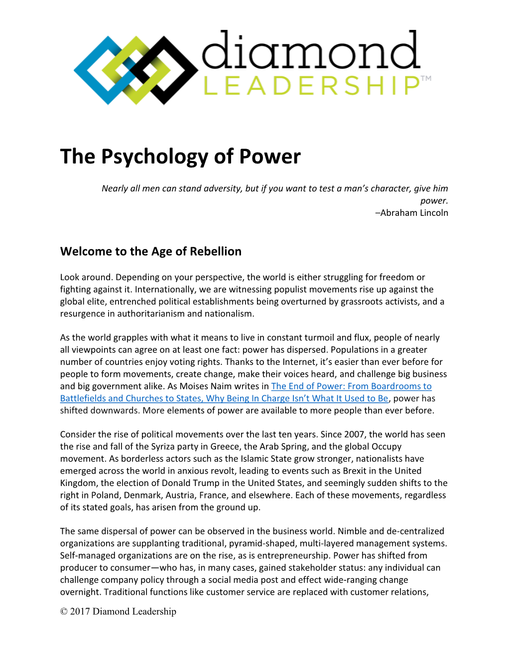 The Psychology of Power