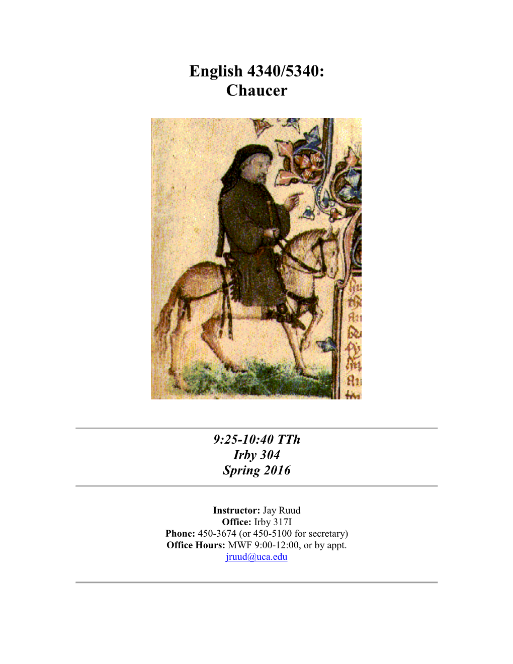 English 4340/5340: Chaucer