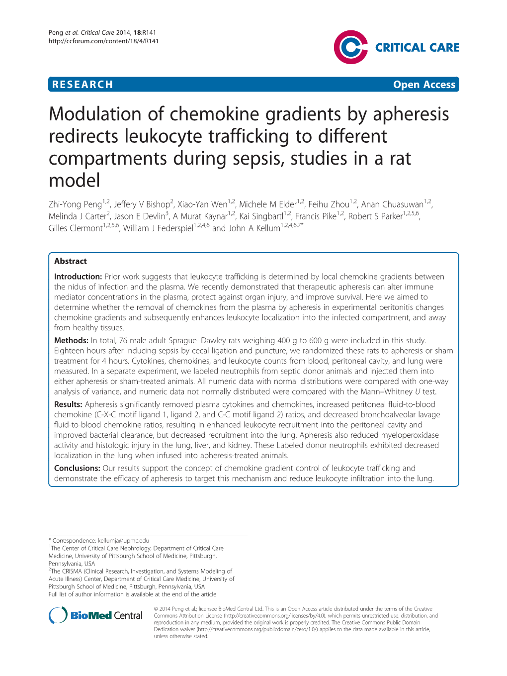 Modulation of Chemokine Gradients by Apheresis Redirects Leukocyte