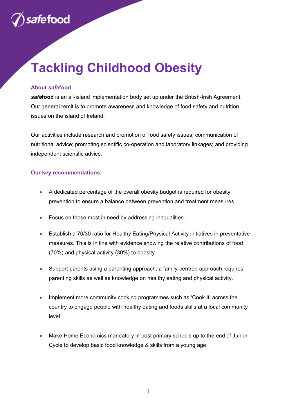 Tackling Childhood Obesity