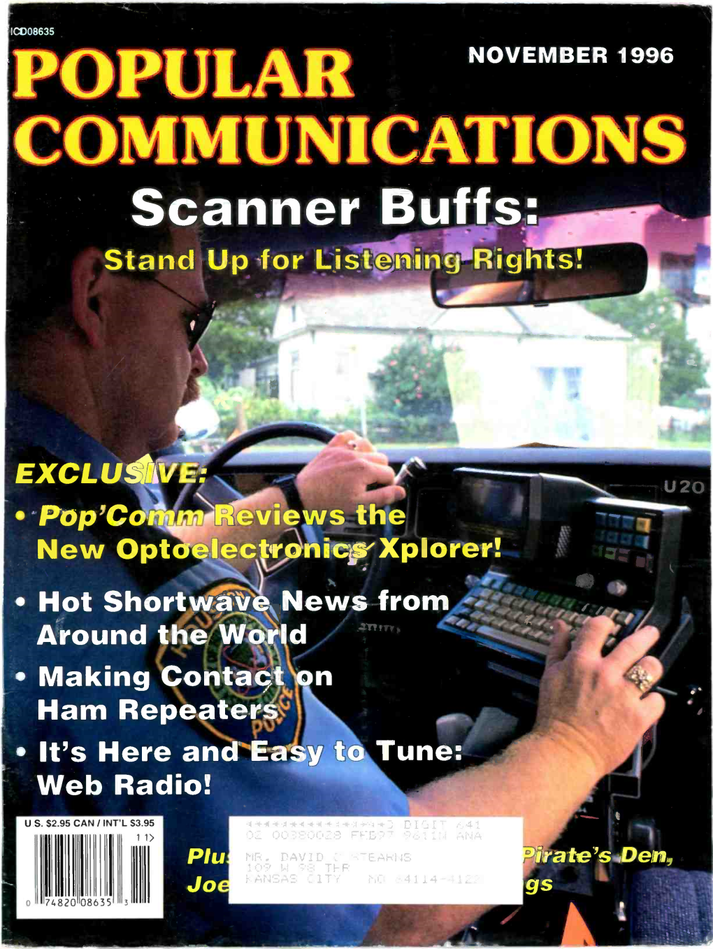 POPULAR NOVEMBER 1996 COMMUNICATIONS Scanner Bu Stand up for Listeni,N7rights!