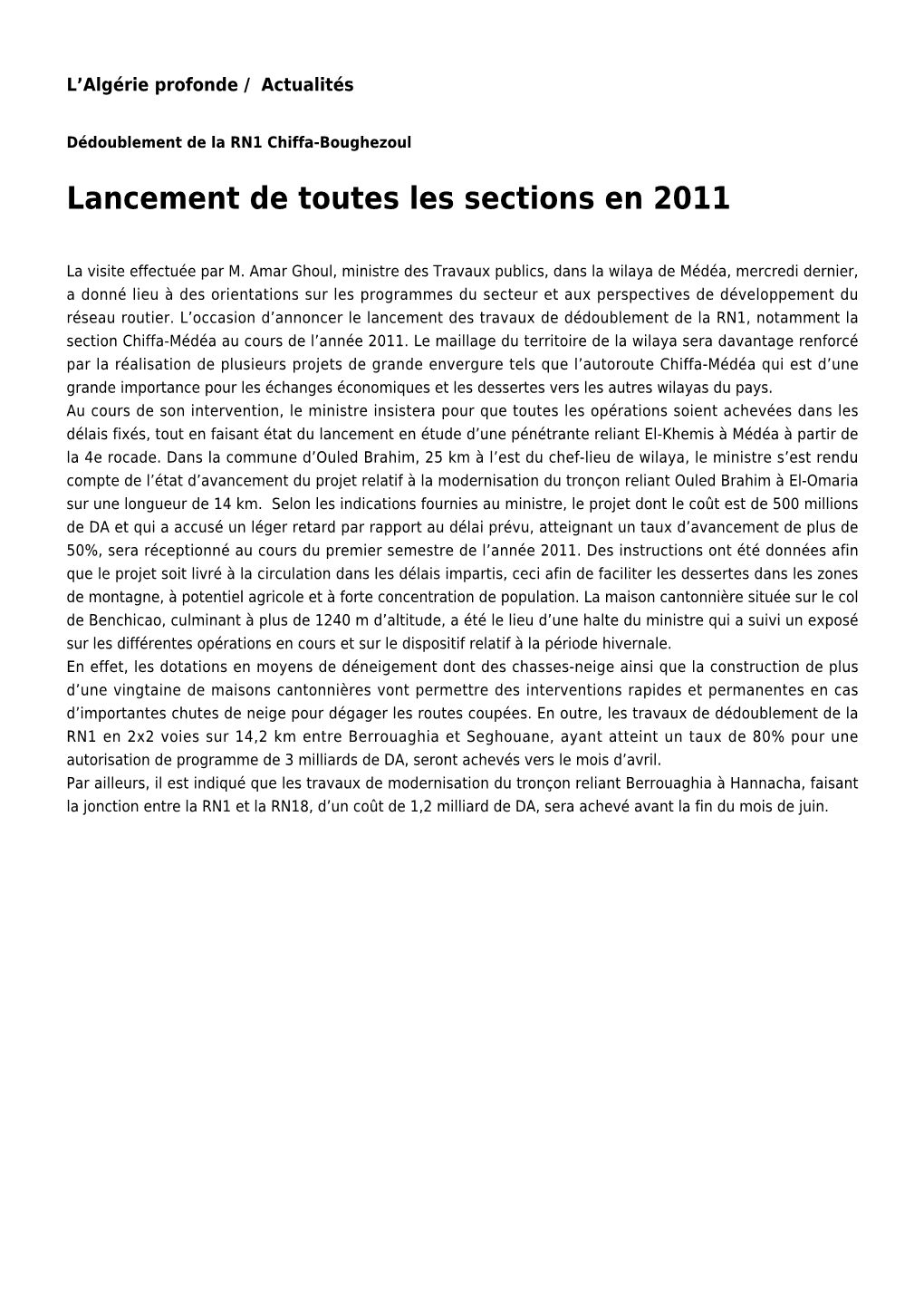 Lancement De Toutes Les Sections En 2011: Toute L'actualité Sur Liberte