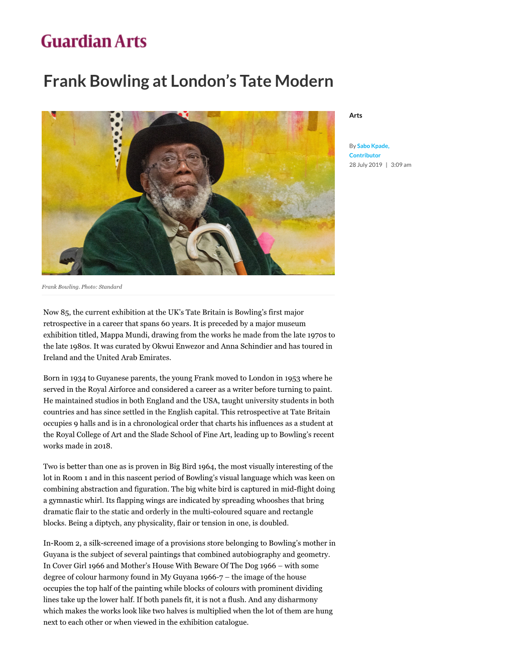 Frank Bowling at London's Tate Modern