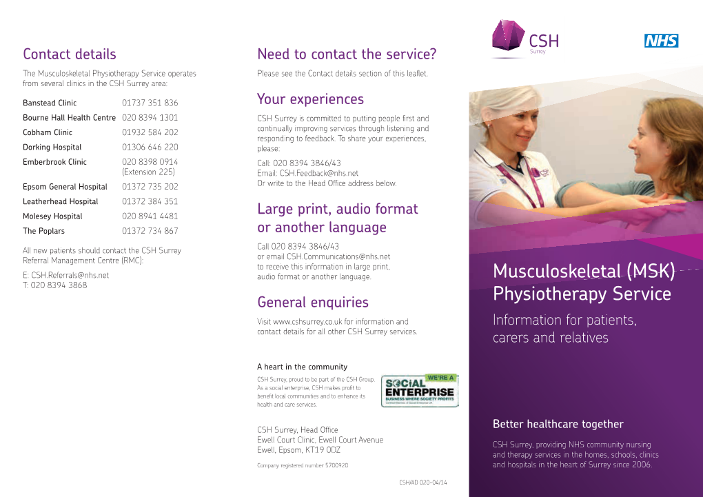 Musculoskeletal (MSK) Physiotherapy Service