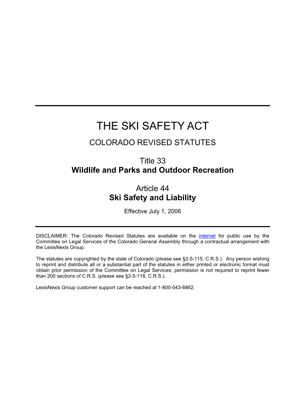 The Ski Safety Act