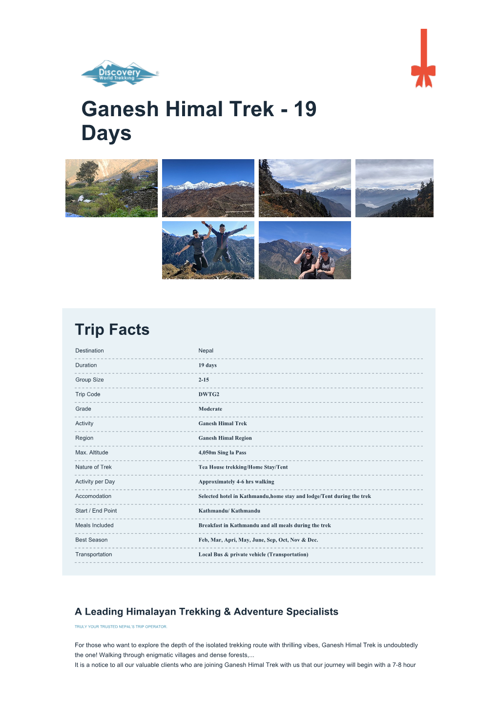 Ganesh Himal Trek - 19 Days