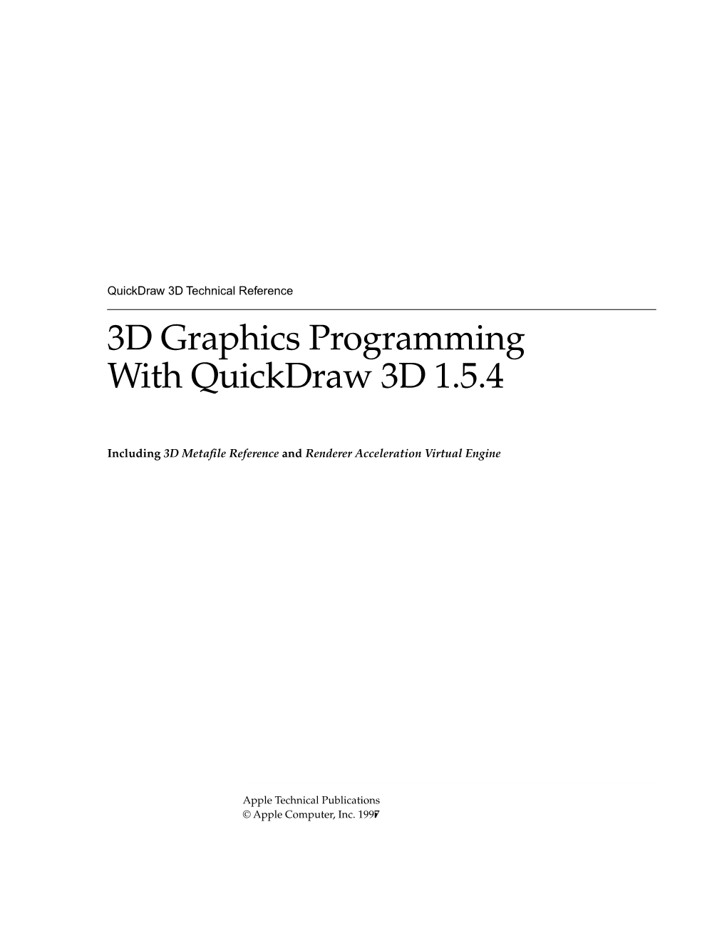 3D Graphics Programming with Quickdraw 3D 1.5.4