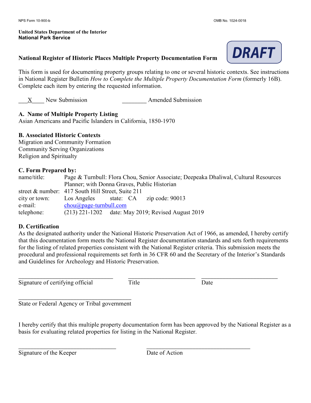 National Register of Historic Places Multiple Property Documentation Form