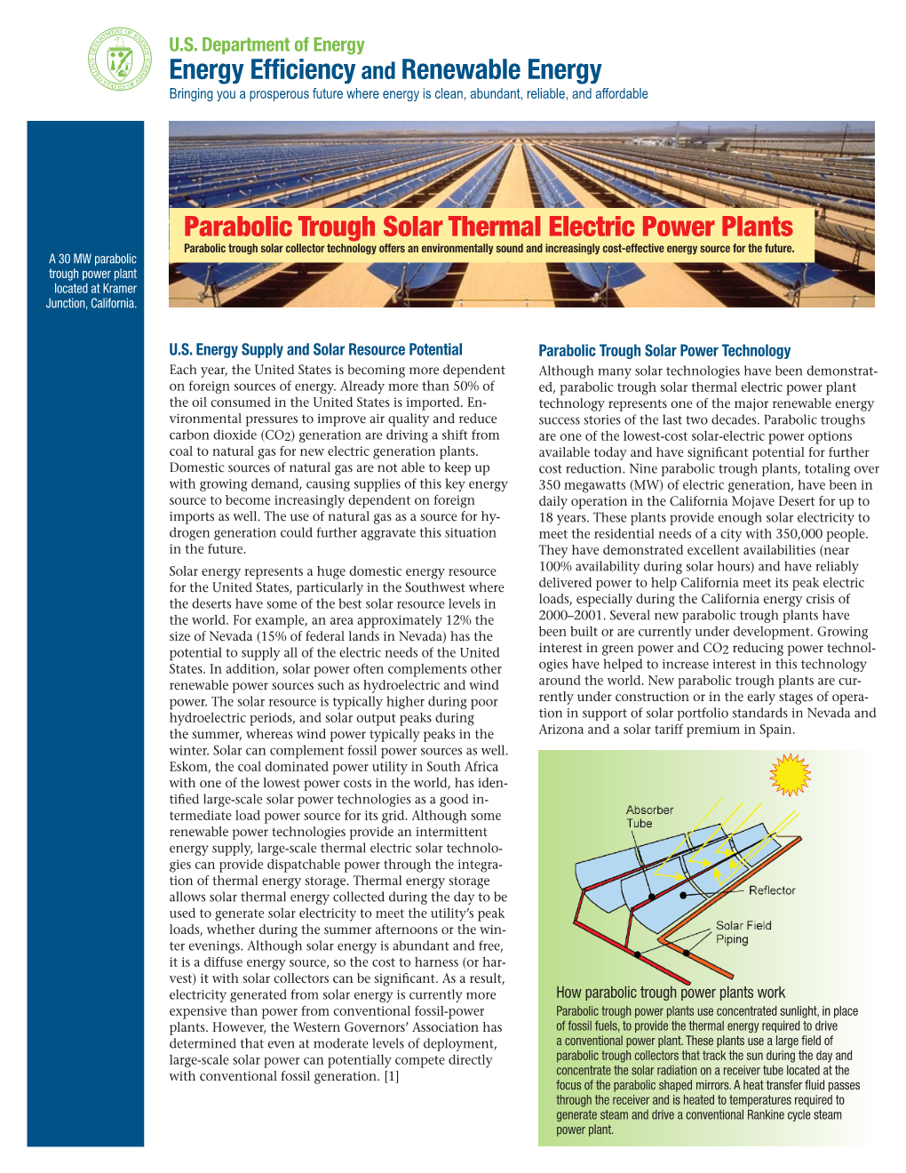 Parabolic Trough Solar Thermal Electric Power Plants