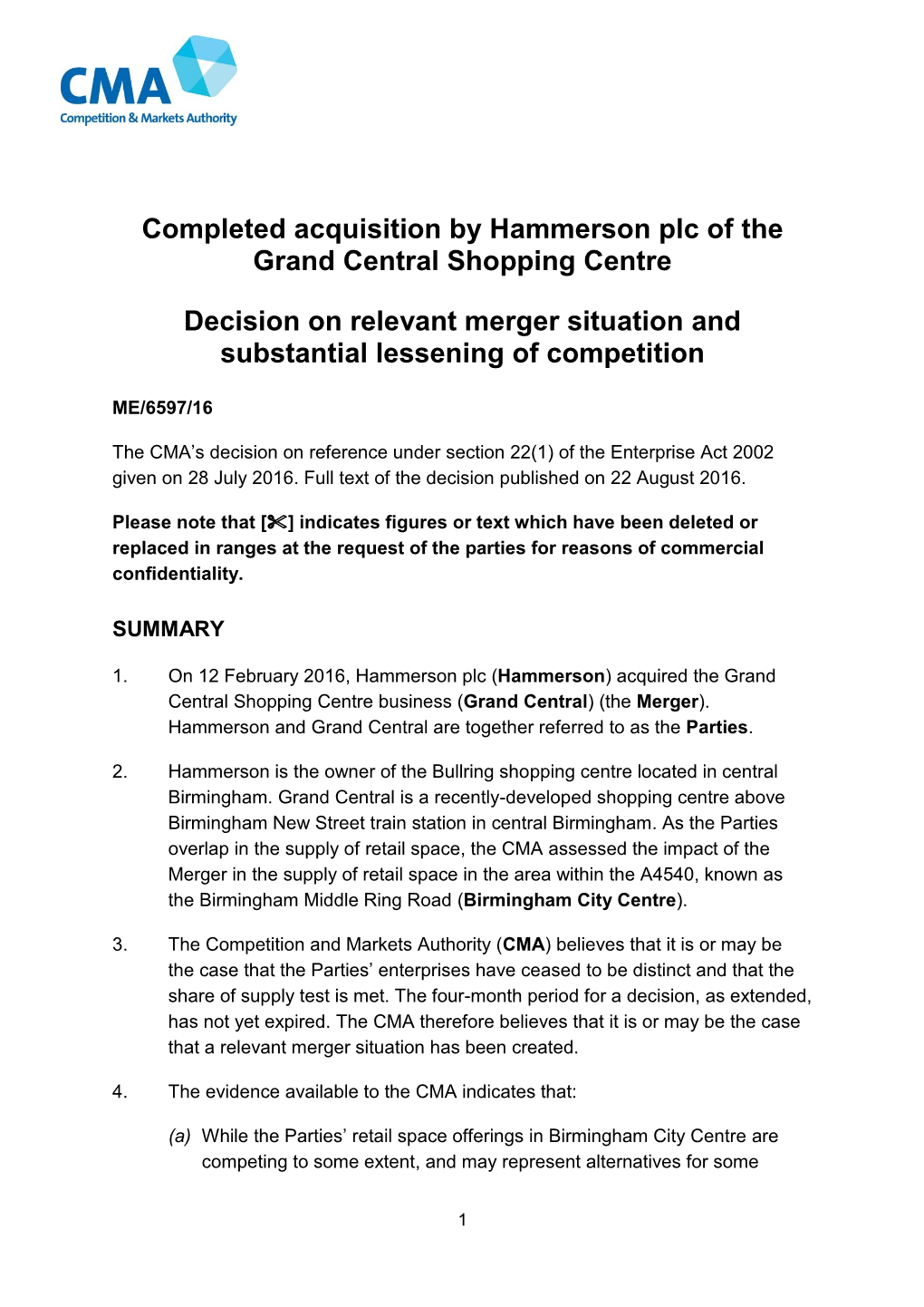 Hammerson/Grand Central Full Text Decision