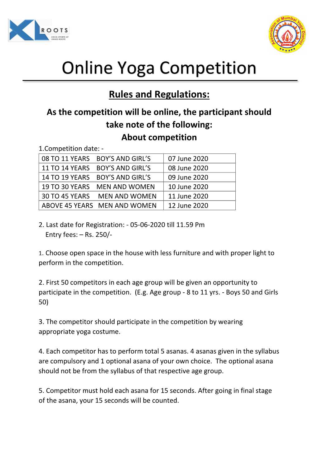 Online Yoga Competition