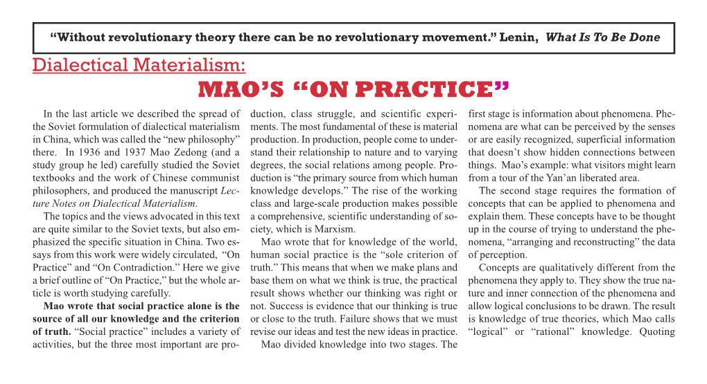 Mao's “On Practice”