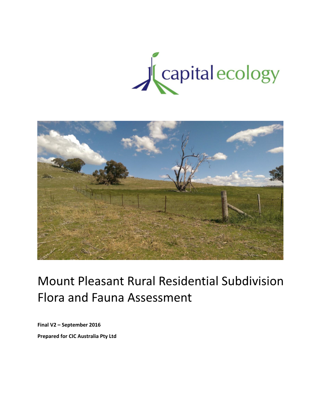 Mount Pleasant Rural Residential Subdivision Flora and Fauna Assessment
