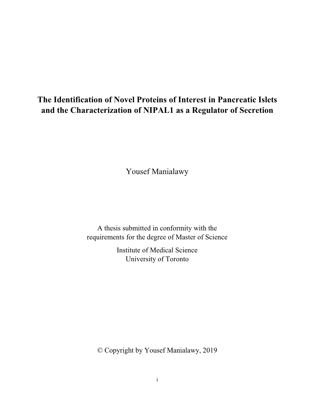 The Identification of Novel Proteins of Interest in Pancreatic Islets and the Characterization of NIPAL1 As a Regulator of Secretion