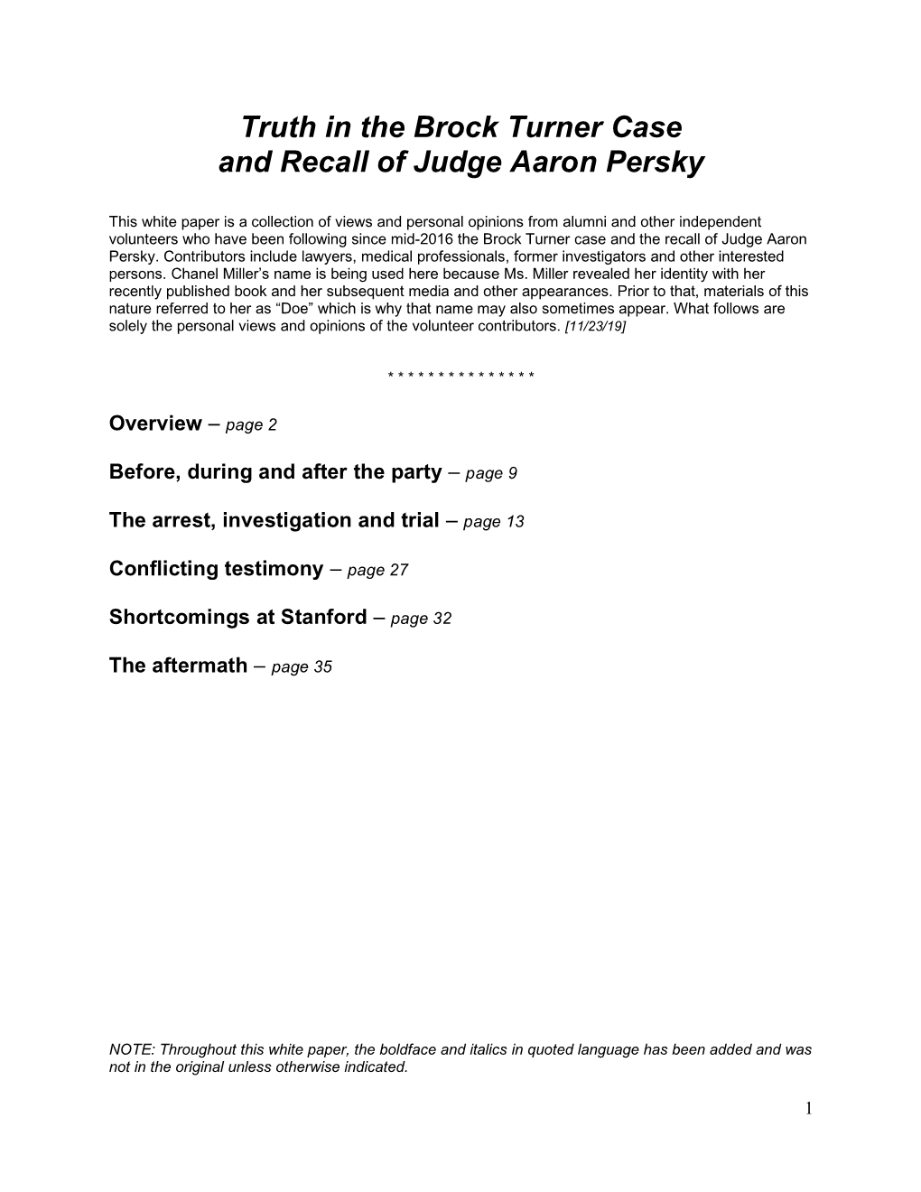 Truth in the Brock Turner Case and Recall of Judge Aaron Persky