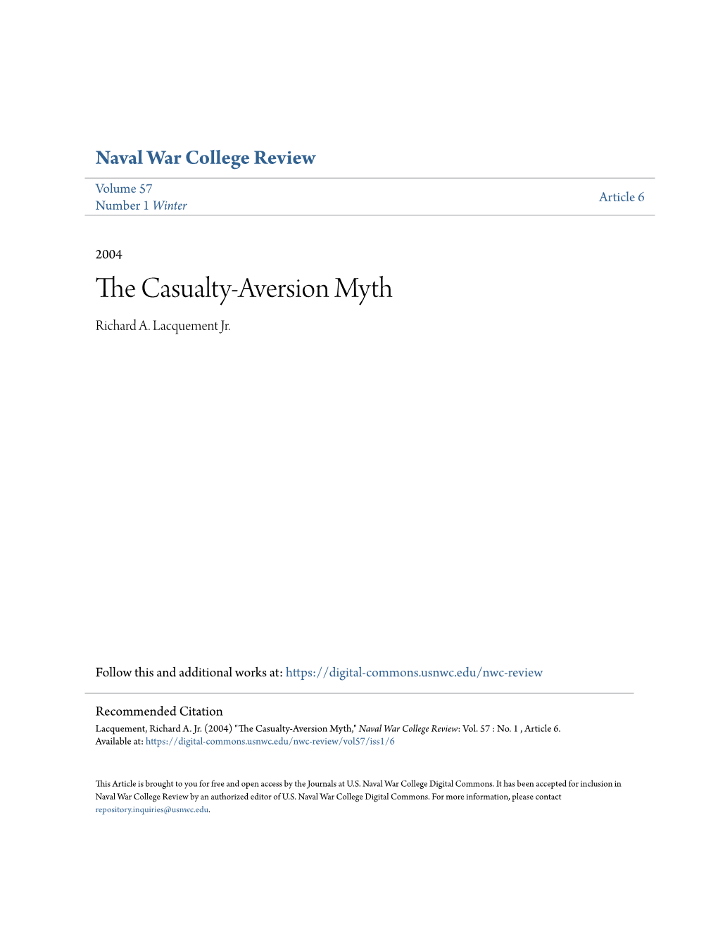 The Casualty-Aversion Myth