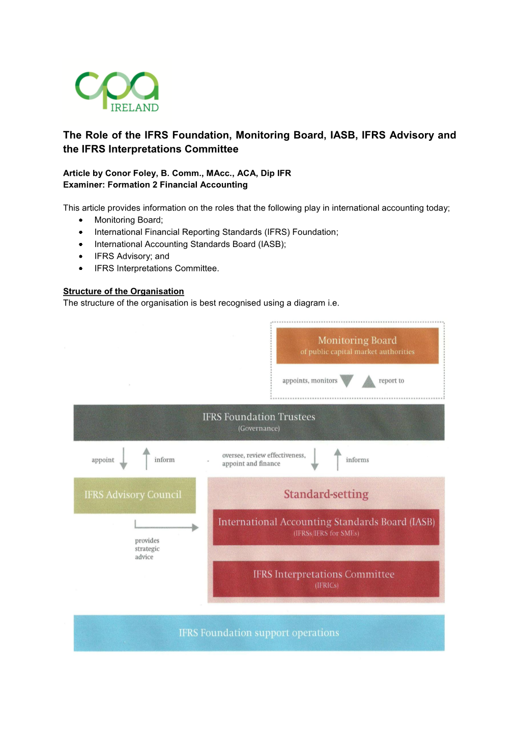 The Role of the IFRS Foundation, Monitoring Board, IASB, IFRS Advisory and the IFRS Interpretations Committee