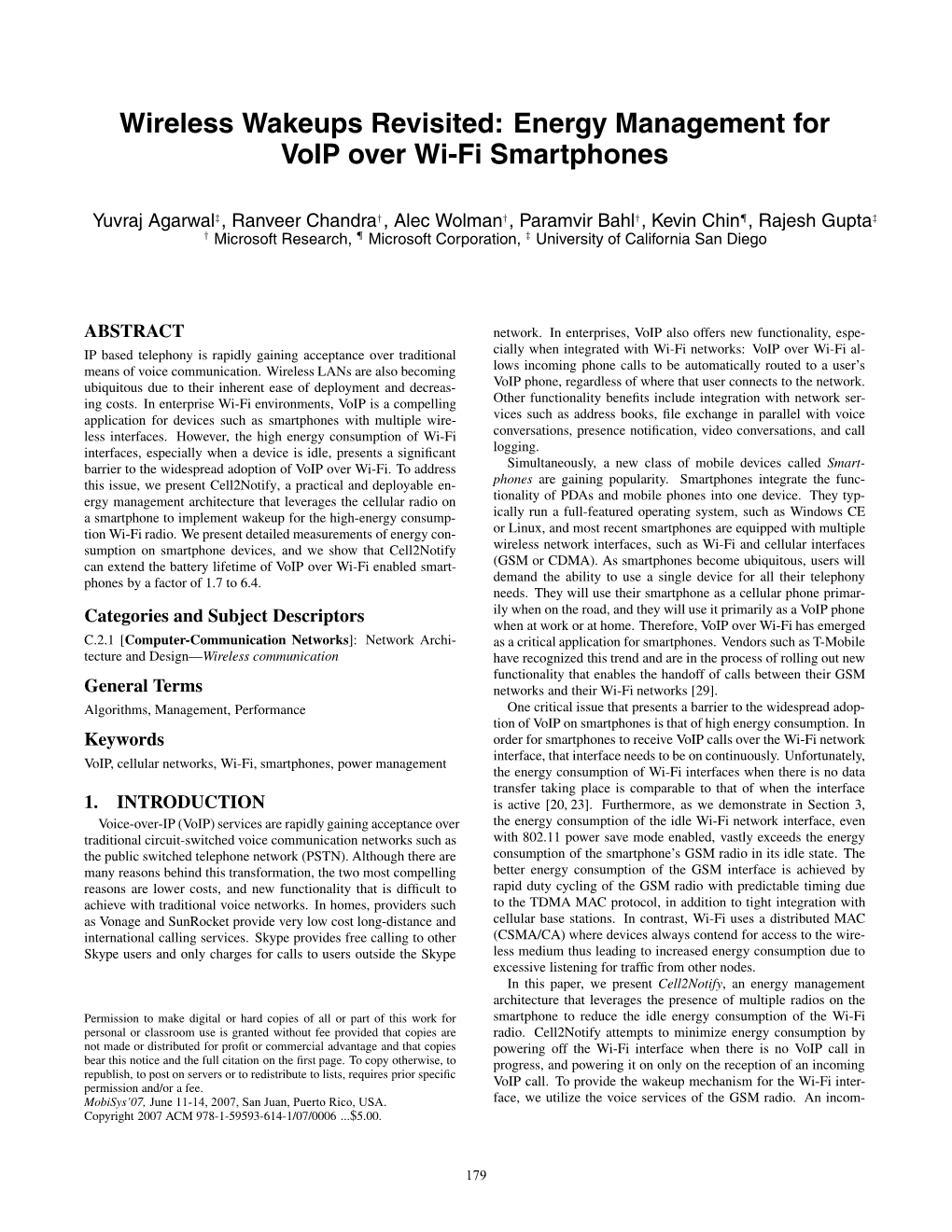 Energy Management for Voip Over Wi-Fi Smartphones