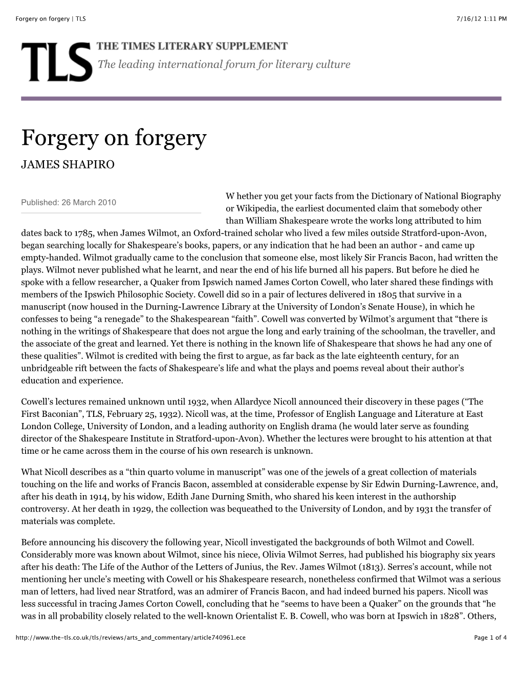 Forgery on Forgery | TLS 7/16/12 1:11 PM