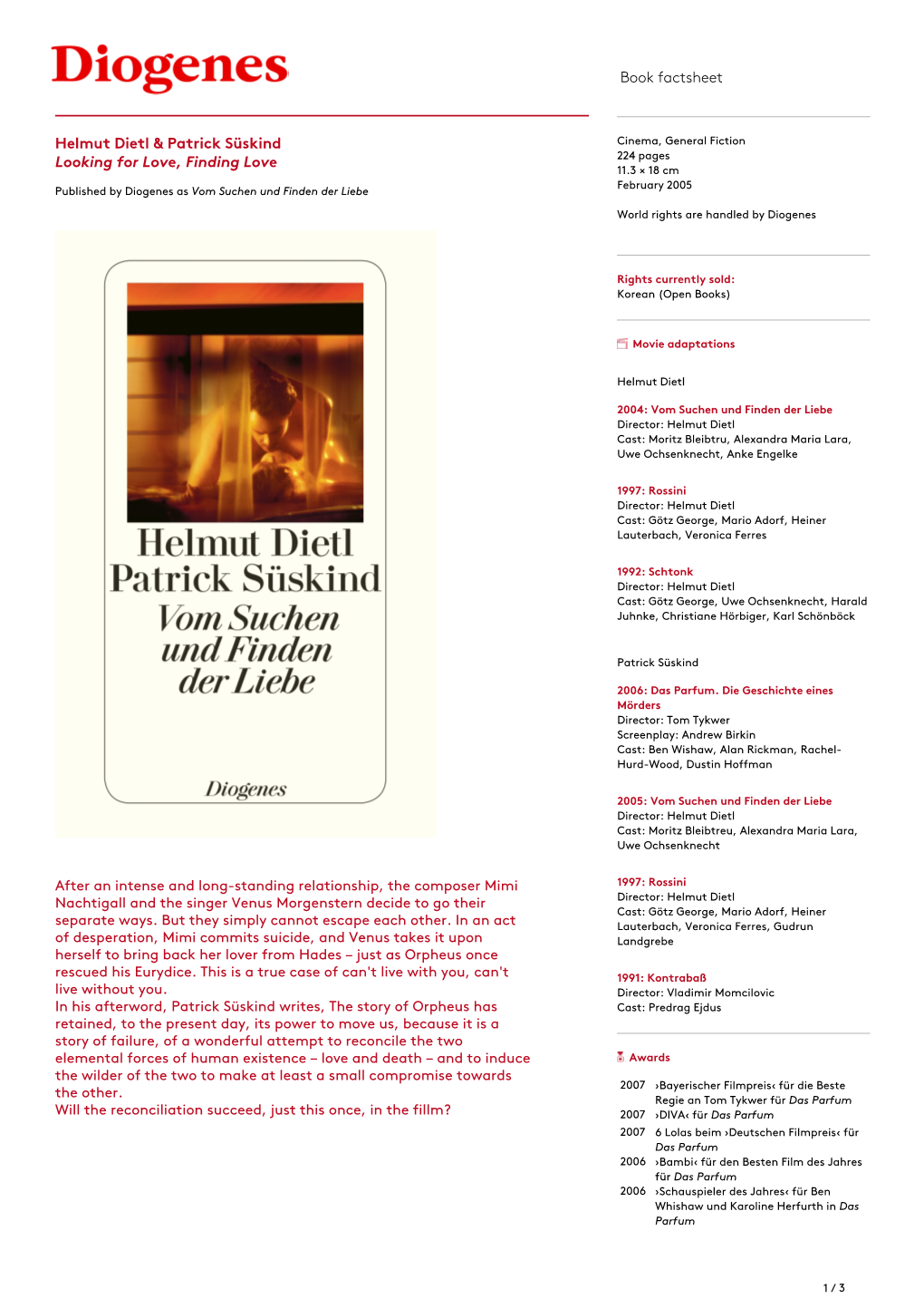 Book Factsheet Helmut Dietl & Patrick Süskind Looking for Love, Finding