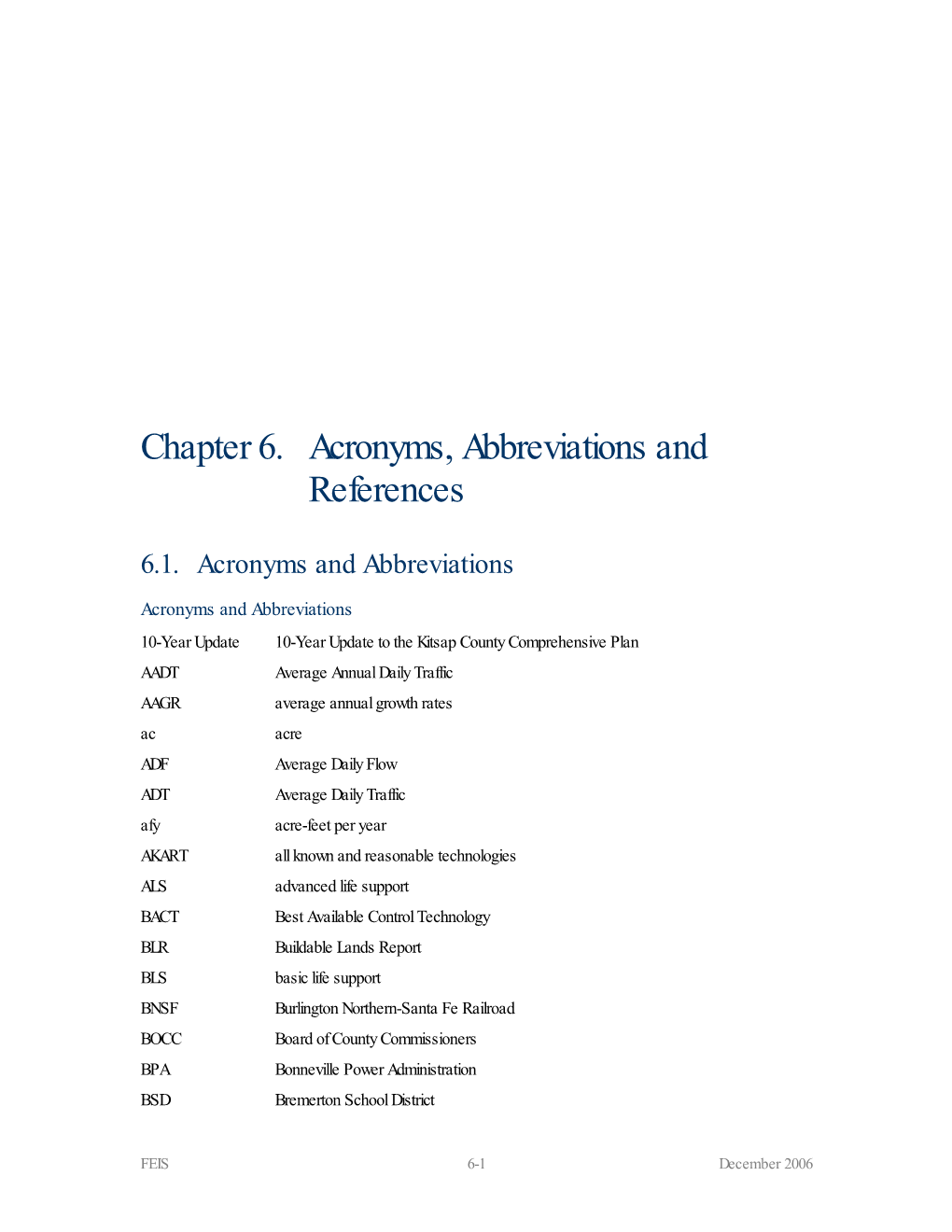 Chapter 6. Acronyms, Abbreviations and References