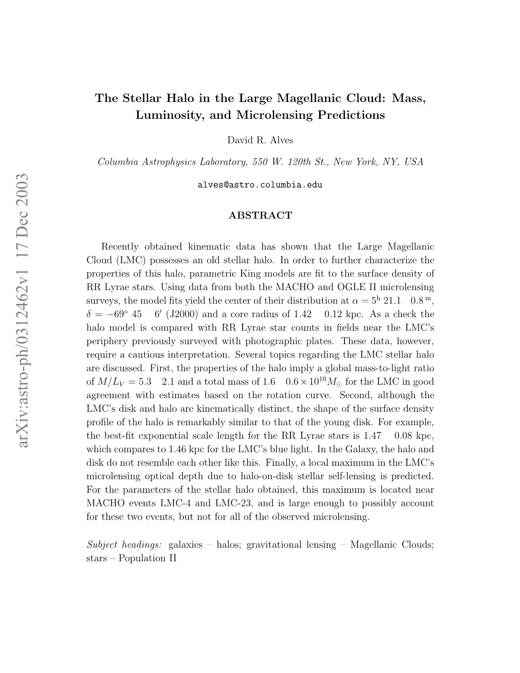 The Stellar Halo in the Large Magellanic Cloud: Mass