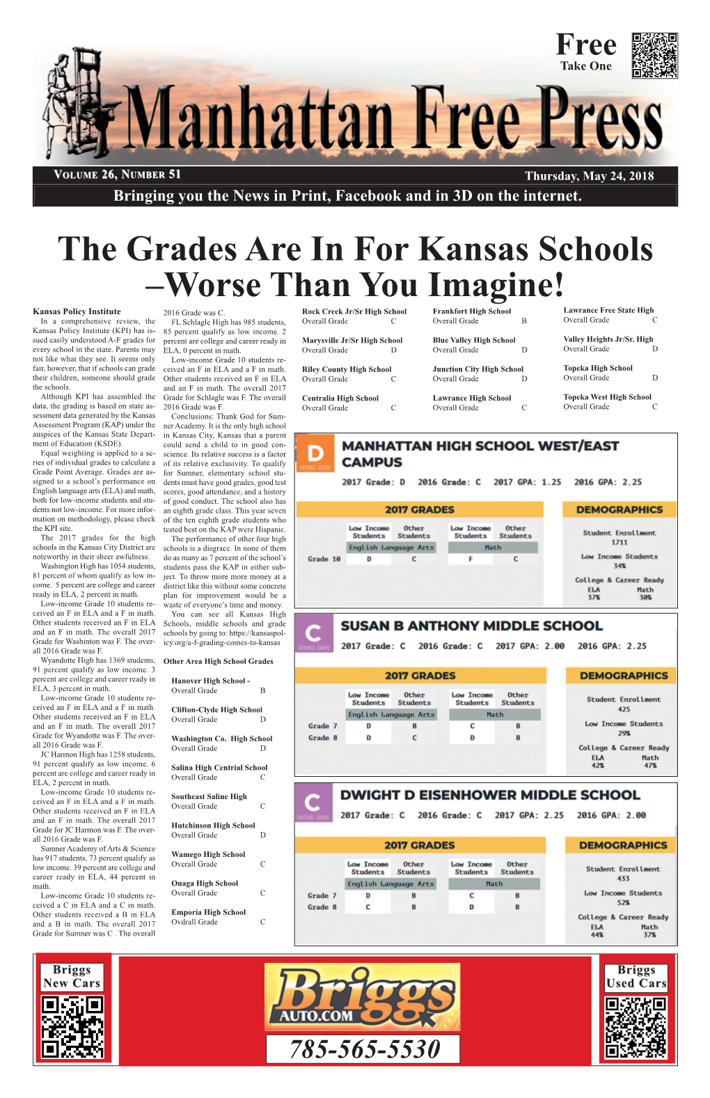 The Grades Are in for Kansas Schools –Worse Than You Imagine! Kansas Policy Institute 2016 Grade Was C