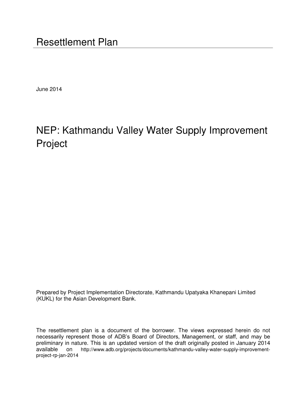 NEP: Kathmandu Valley Water Supply Improvement Project