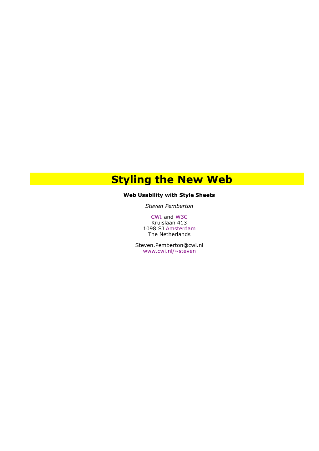 Web Usability with Style Sheets
