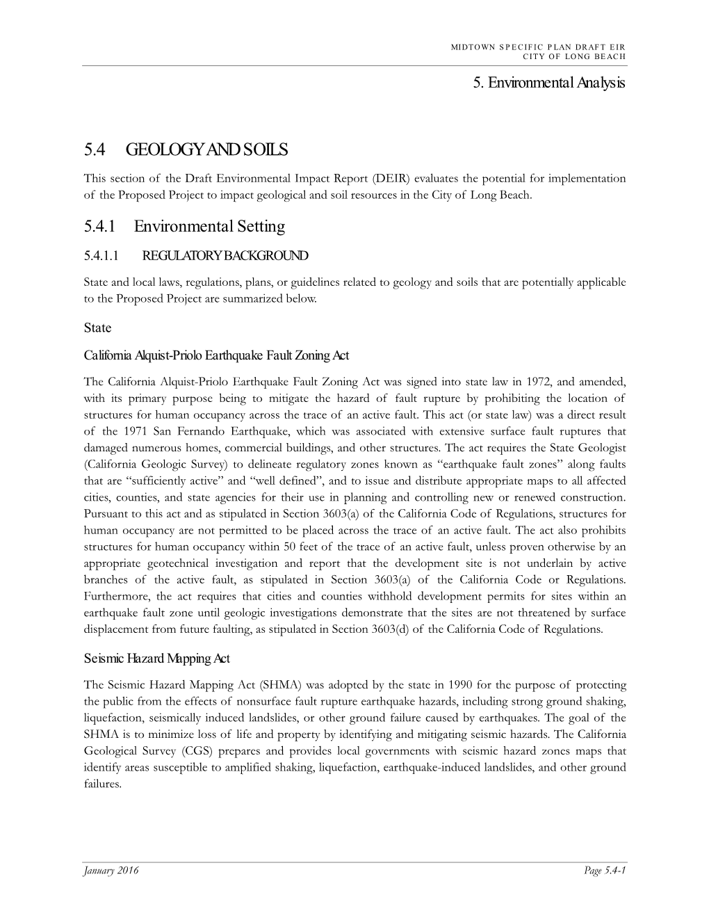 5.4 Geology and Soils