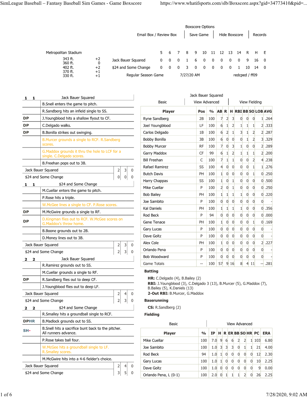 Game Boxscore