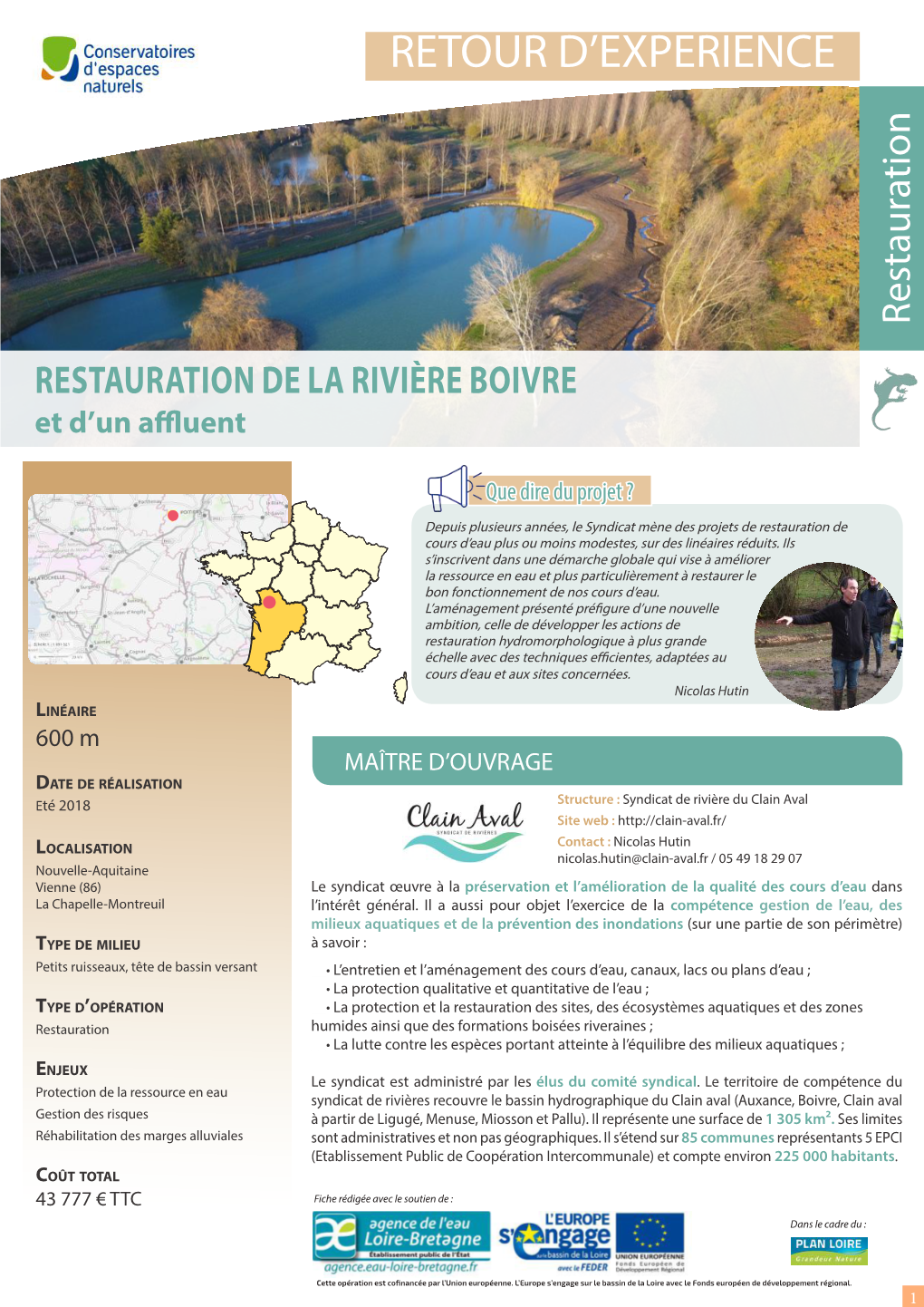 RESTAURATION DE LA RIVIÈRE BOIVRE Et D'un Affluent