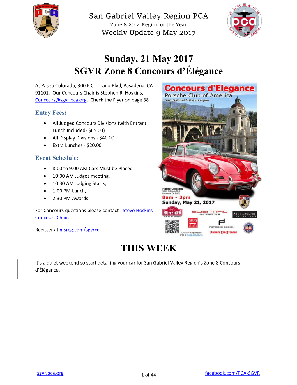 Sunday, 21 May 2017 SGVR Zone 8 Concours D'élégance THIS WEEK
