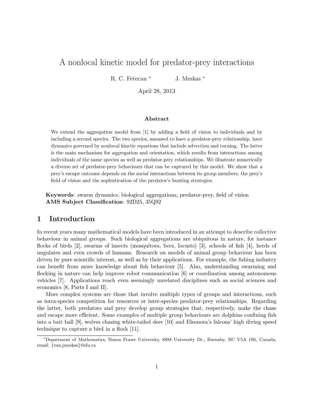 A Nonlocal Kinetic Model for Predator-Prey Interactions