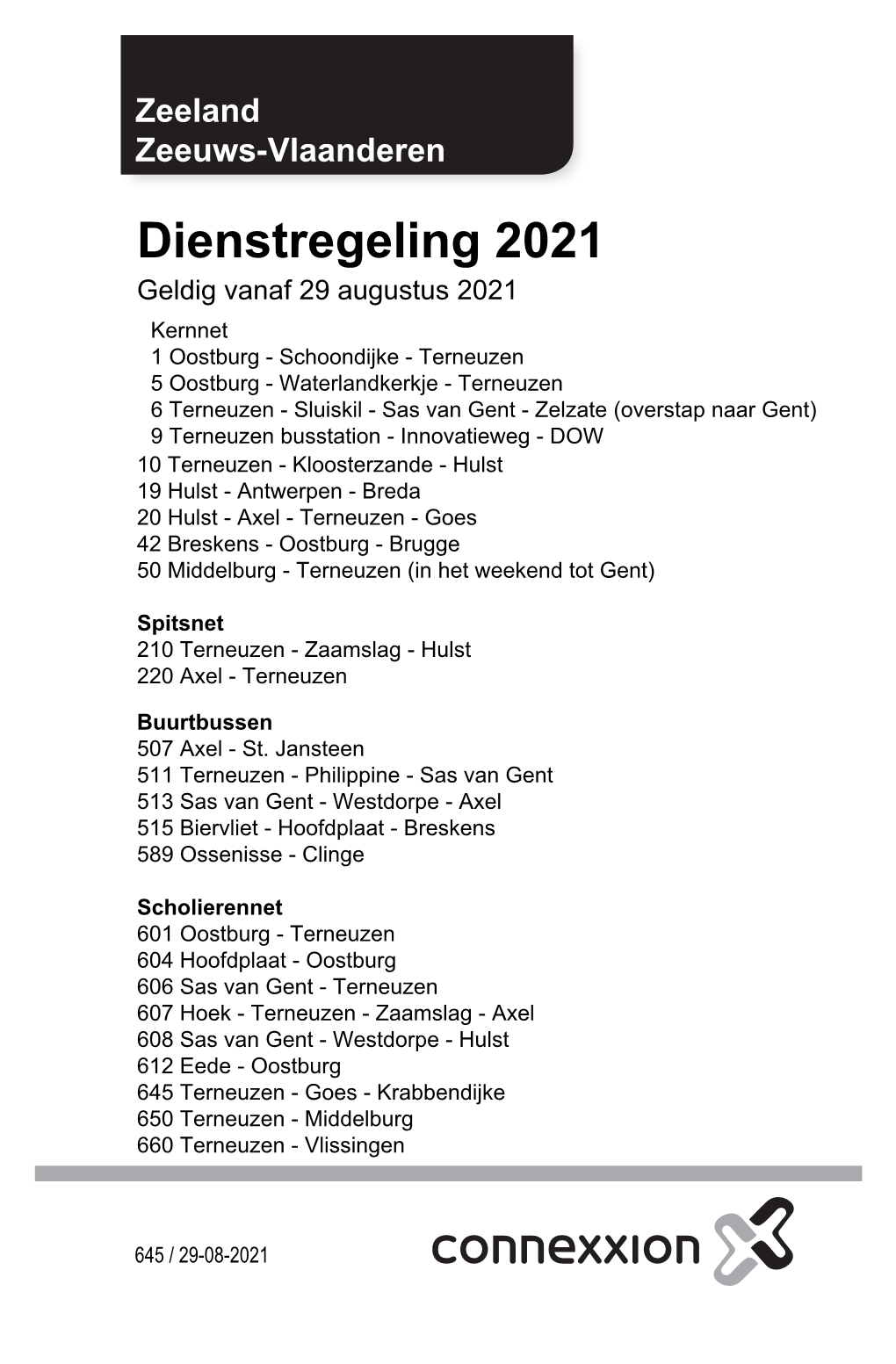 Dienstregeling 2021