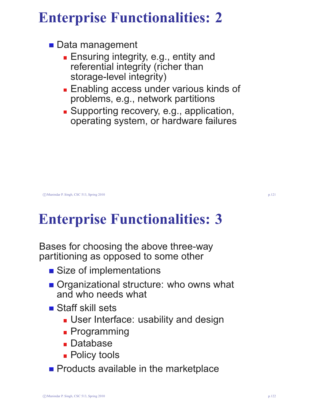 Enterprise Functionalities: 2