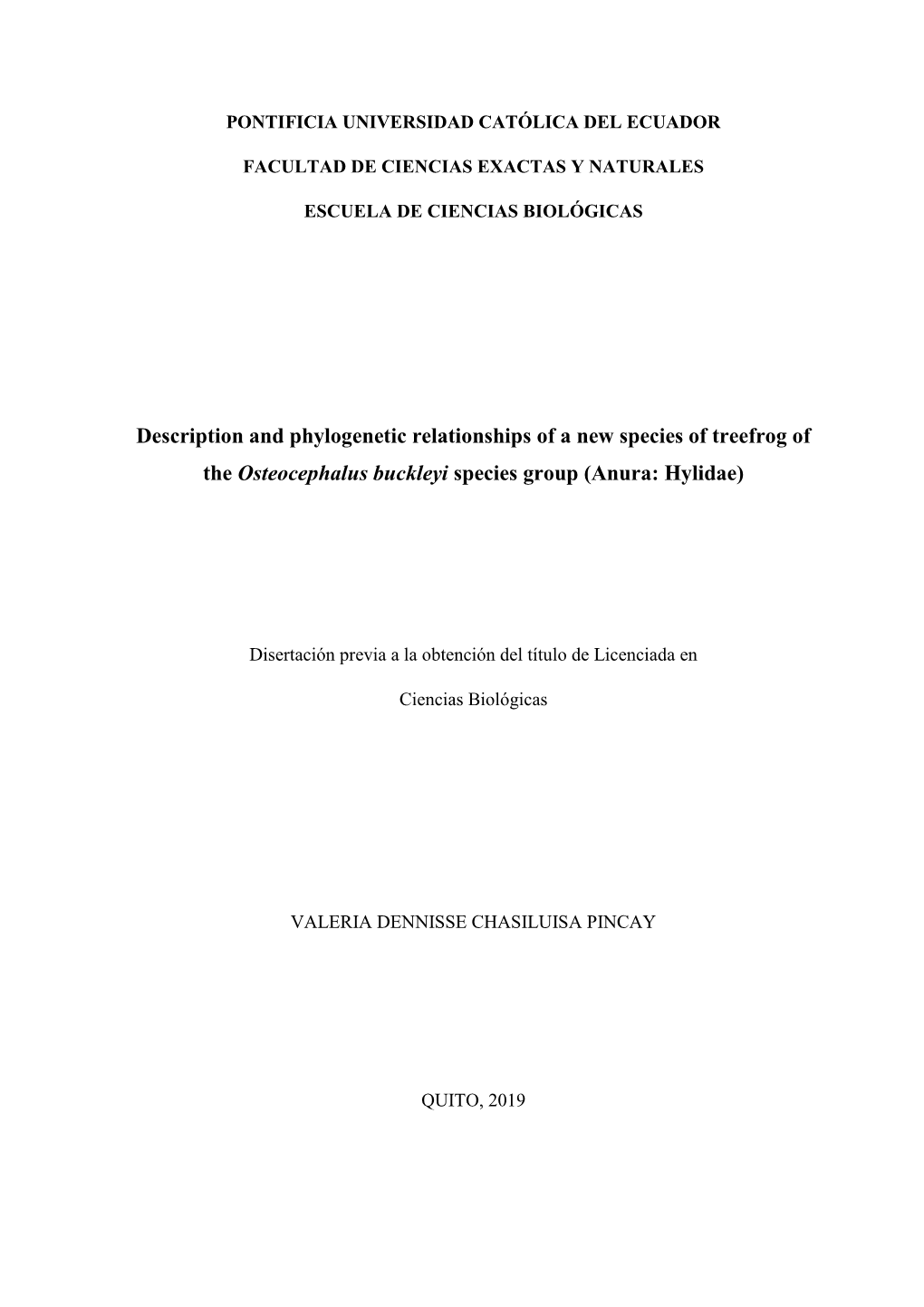 Description and Phylogenetic Relationships of a New Species of Treefrog of the Osteocephalus Buckleyi Species Group (Anura: Hylidae)