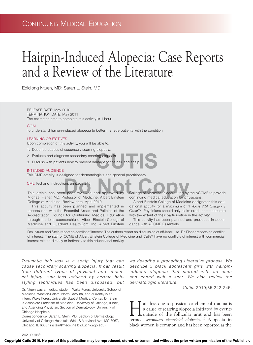 Hairpin-Induced Alopecia: Case Reports and a Review of the Literature