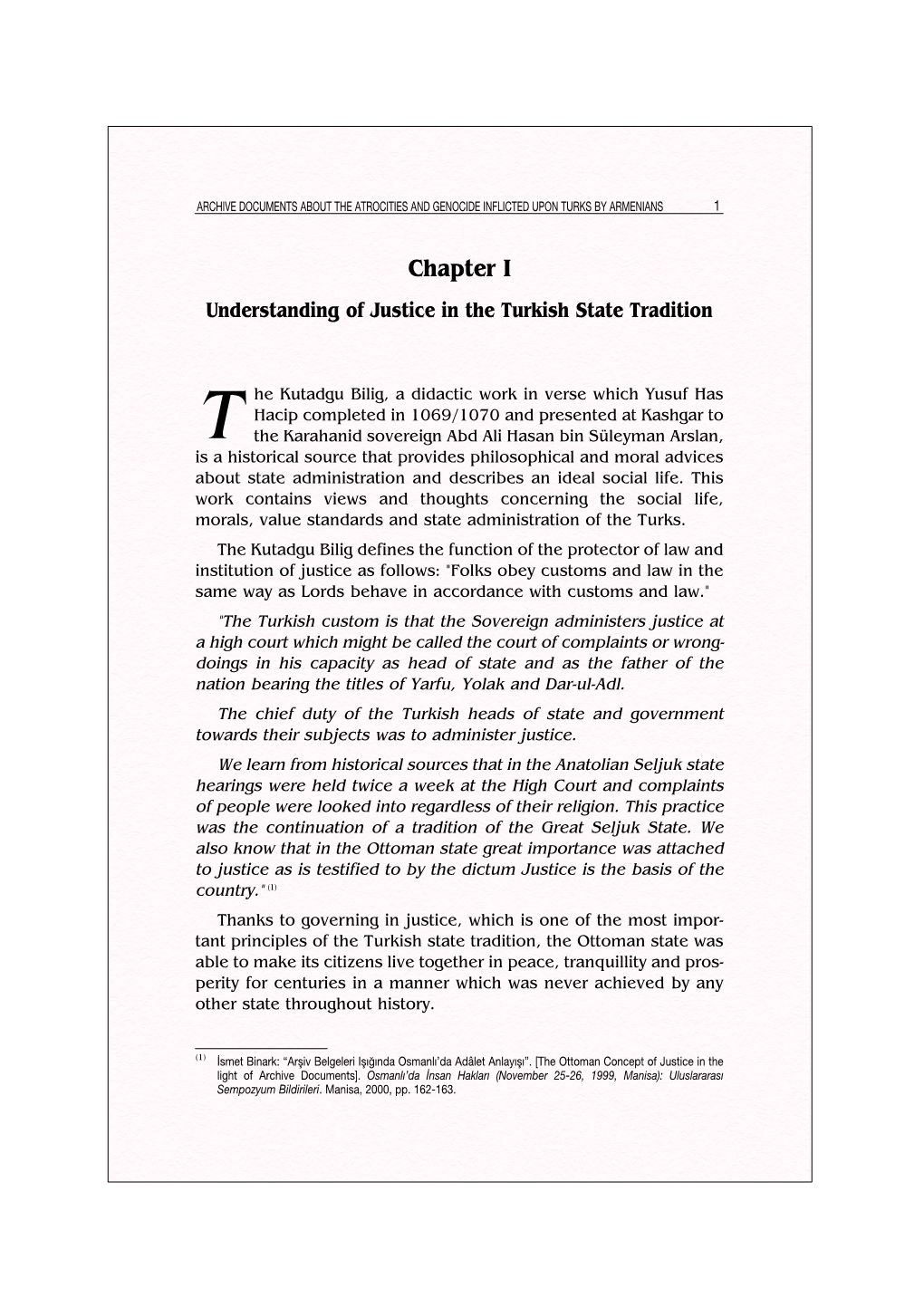 Chapter I Understanding of Justice in the Turkish State Tradition