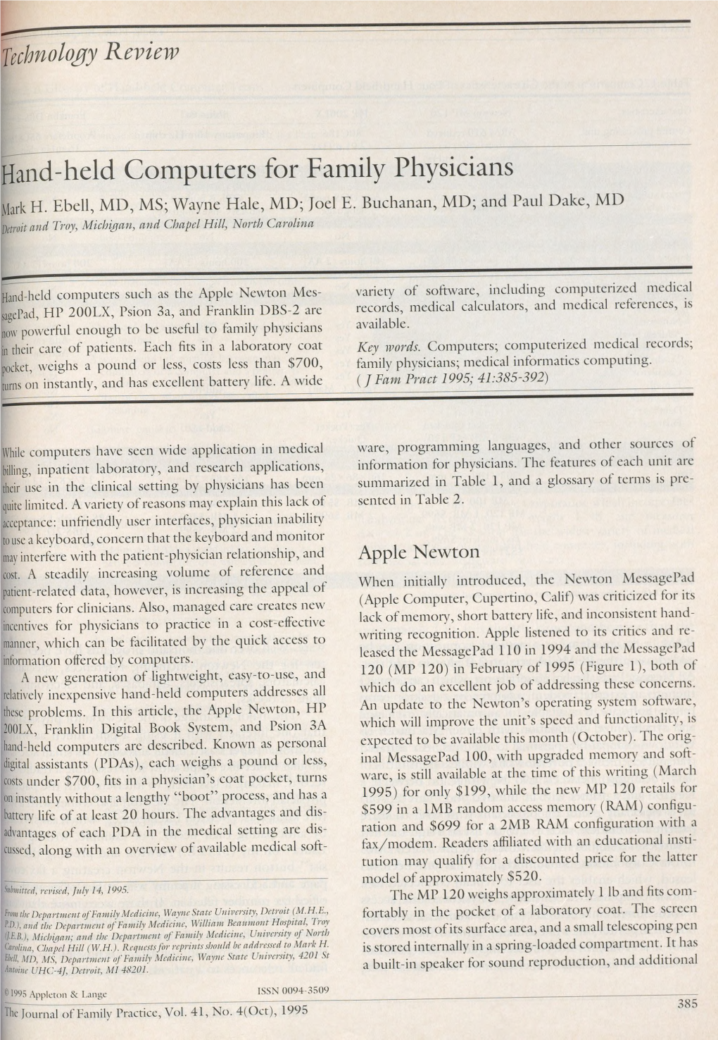 Hand-Held Computers for Family Physicians Mark H