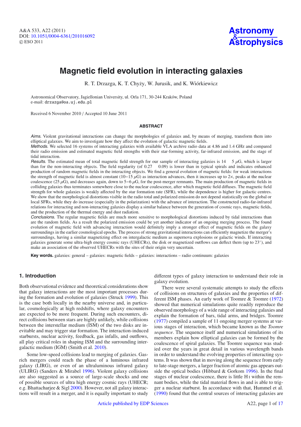 Magnetic Field Evolution in Interacting Galaxies