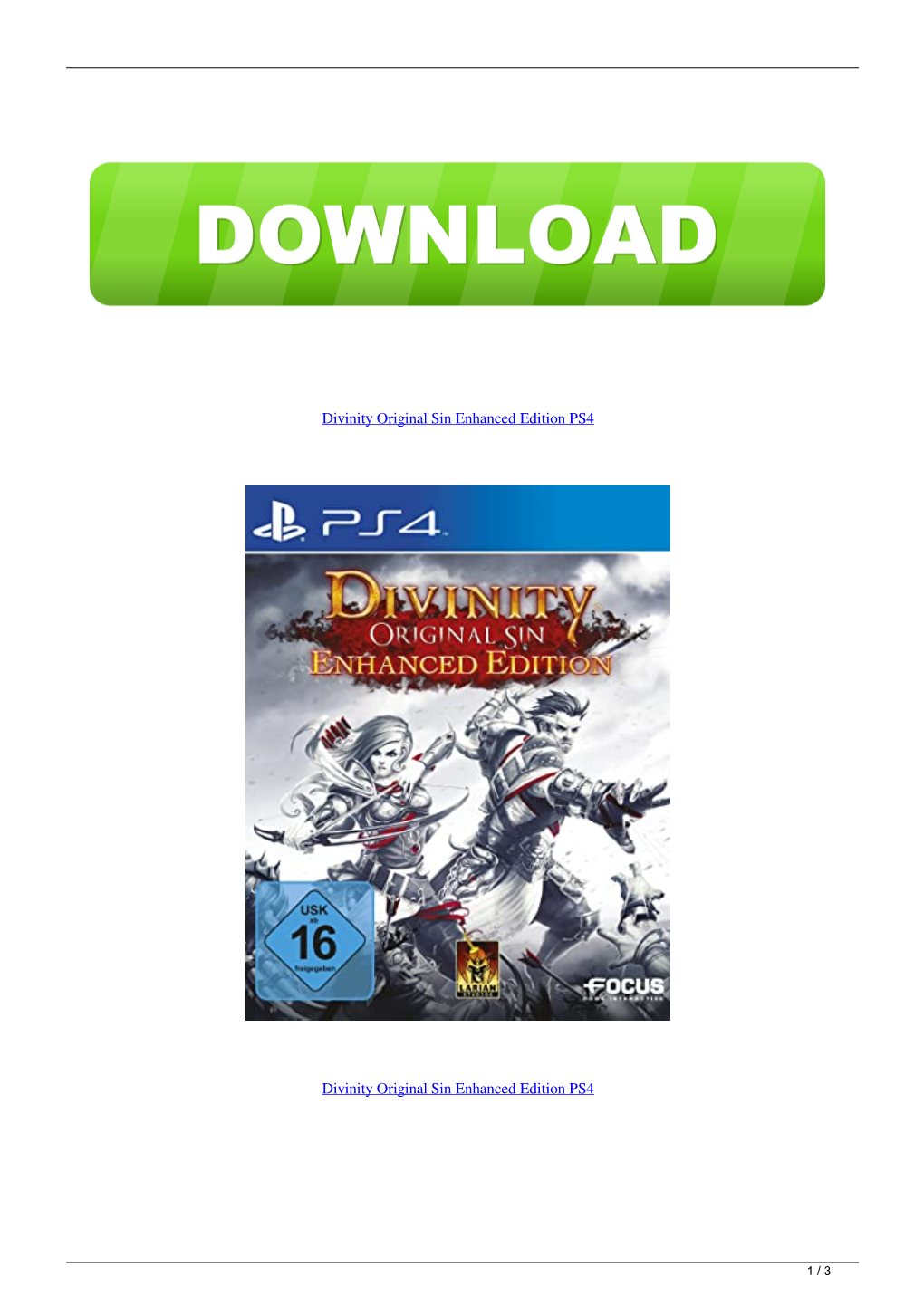 Divinity Original Sin Enhanced Edition PS4