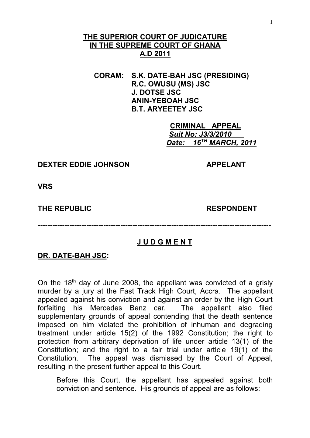 Sk Date-Bah Jsc (Presiding) Rc Owusu (Ms)