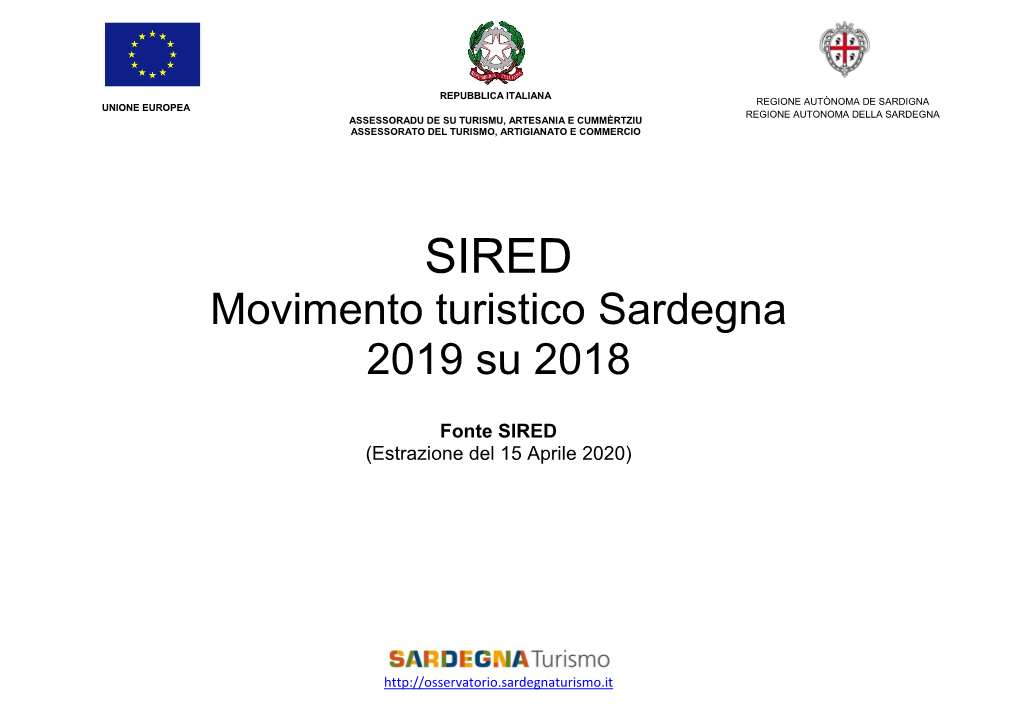 Movimento Turistico Sardegna 2019 Su 2018