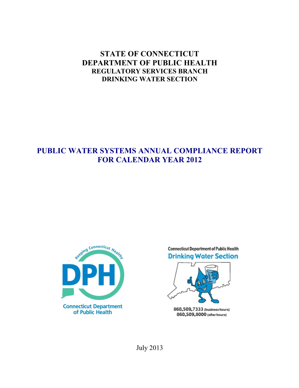 Public Water Systems Annual Compliance Report for Calendar Year 2012